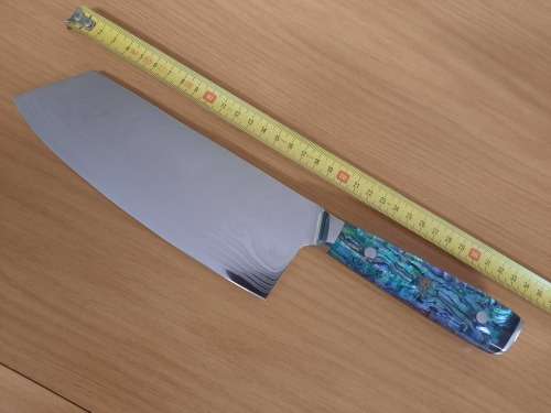 Damascus VG-10 Stainless Steel Japanese CLEAVER, Abalone & Epoxy handle, 2 Available, Price Per Clea