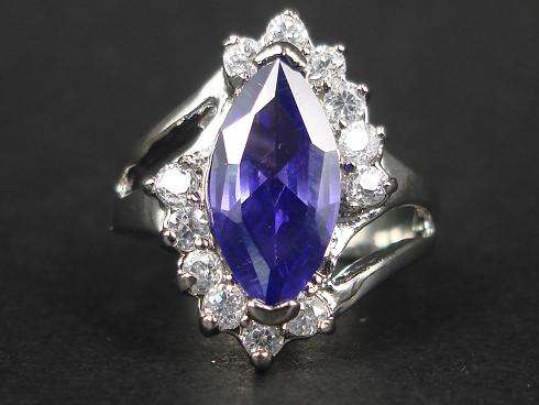 MARQUISE FLAWLESS CUT AMETHYST COLOURED CZ WITH 12 ACCENT C.Z WHITE GOLD PLATED