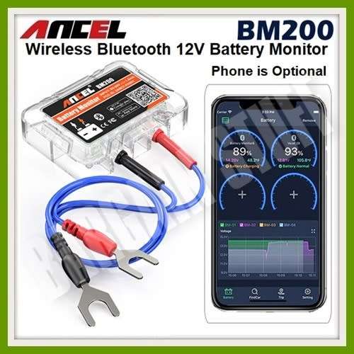 Ancel BM200 Wireless Bluetooth 12v Car Battery Health Tester Monitor Tool