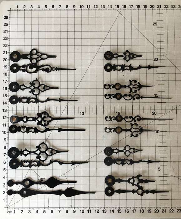 Hour & minute hands for quartz clock - 10 sets - black #1