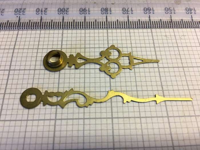 Small brass hour & minute hands for clock #26