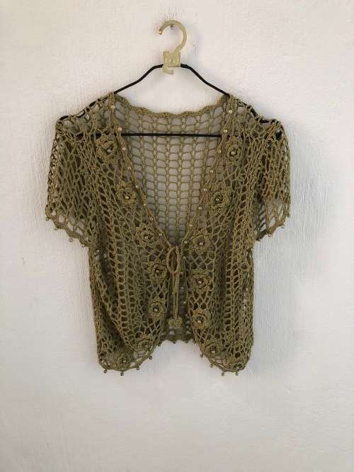 Green Crochet Top (Medium / Large)