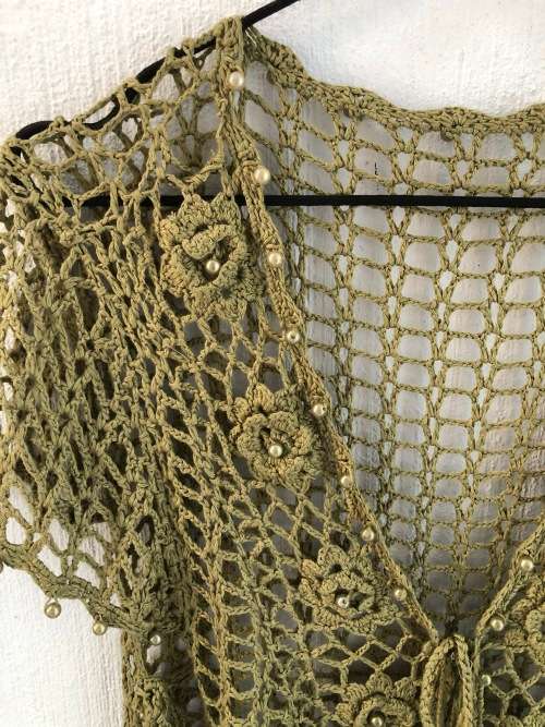 Green Crochet Top (Medium / Large)