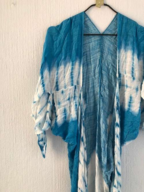 Blue and WhiteTie Dye Kimono (Free Size)