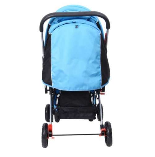 Baneen Baby Stroller Pram with Lift Up Foot Rest and Multi-position Reclining Backrest - Large - Blu