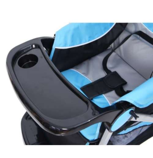 Baneen Baby Stroller Pram with Lift Up Foot Rest and Multi-position Reclining Backrest - Large - Blu
