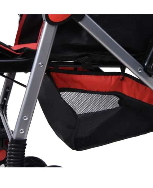 Baneen Baby Stroller Pram with Lift Up Foot Rest and Multi-position Reclining Backrest - Large - Red