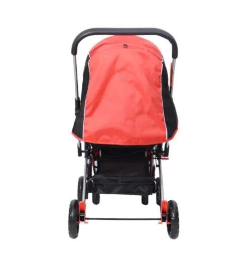 Baneen Baby Stroller Pram with Lift Up Foot Rest and Multi-position Reclining Backrest - Large - Red