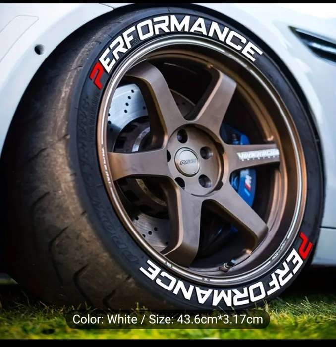 8pcs For 4 Tires Car Tire Letter Stickers PERFORMANCE 3D PVC