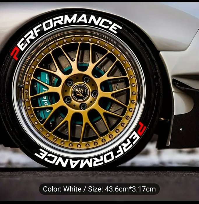 8pcs For 4 Tires Car Tire Letter Stickers PERFORMANCE 3D PVC