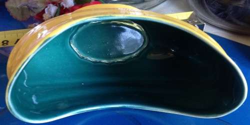 !!EXQUISITE!!*CROWN DEVON* VASE  EXTERIOR YELLOW INTERIOR GREEN  L@@K!!GREAT COUNTRY HOME DECOR!!