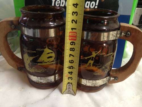 1 PVC ICONIC add Vodacom +2 DURBAN GLASS WOOD HANDLE MUGS LOOK AT MY BUY NOW LISTINGS NO WAITING