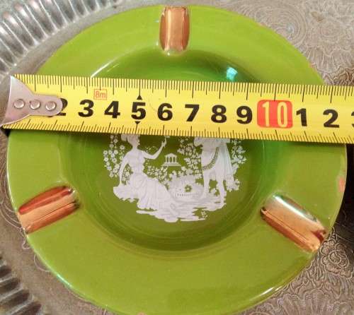 ITALIAN*Ceramic ASHTRAY Green + Gilt chips