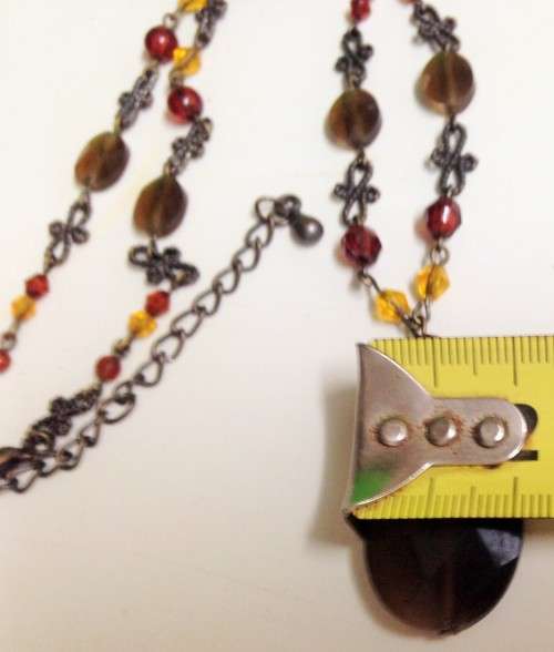 Necklace -  Red CRYSTALS cut  Glass faceted large Pendant Smokey looking Bead and smaller mix