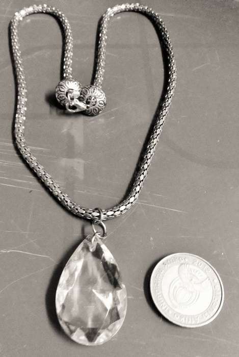 Necklace SILVER Tone snake CHAIN - CHANDELIER CRYSTAL LOOK At My BUY NOW LISTINGS NO WAITING