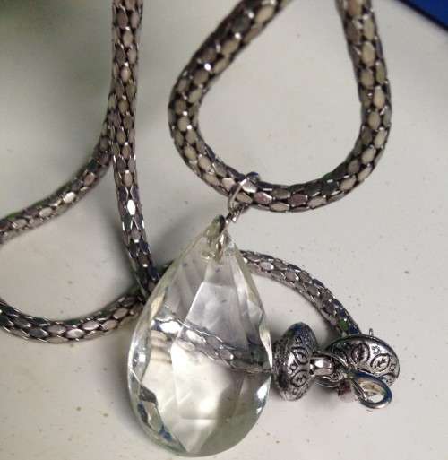 Necklace SILVER Tone snake CHAIN - CHANDELIER CRYSTAL LOOK At My BUY NOW LISTINGS NO WAITING