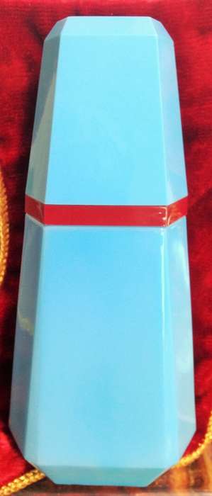 Perfume Bottle - BLUE  MILK GLASS `LOU-LOU`BOTTLE Empty