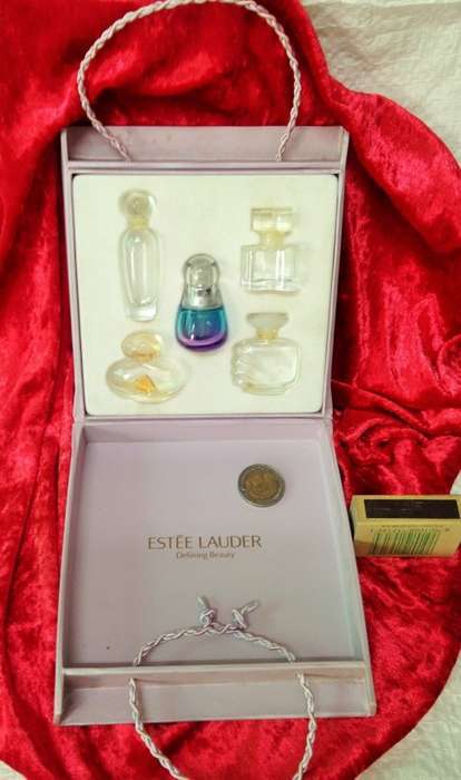 ESTEE LAUDER Box 5 miniature PERFUME BOTTLES *EMPTY LOOK At My BUY NOW LISTINGS NO WAITING