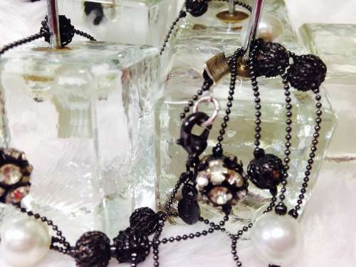 Crystals balls mix black + Silver tone  Necklace and pendant LooK at My Buy Now listings No Waiting