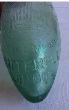 c1880*Rare*Torpedo Aqua dig bottle Embossed Text*The Pure Water Co Battersea London*