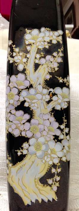 VASE ceramic Gilt ORIENTAL-Blossoms White/GreenBlack-height 285mm!  !!!!GREAT COUNTRY HOME DECOR!!!!