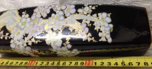 VASE ceramic Gilt ORIENTAL-Blossoms White/GreenBlack-height 285mm!  !!!!GREAT COUNTRY HOME DECOR!!!!