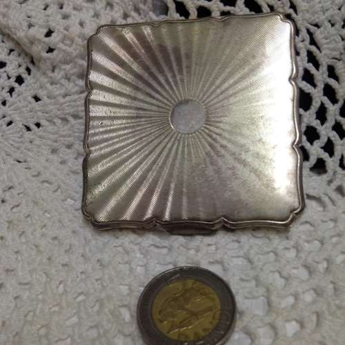 COMPACT Art Deco Style Silver Tone mirror filter + Puffer LOOK At My BUY NOW LISTINGS NO WAITING
