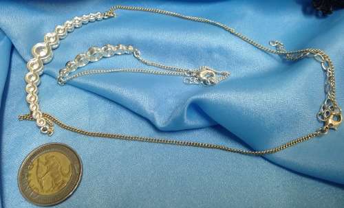 Necklace+Bracelet Aurora Borealis crystals old-time metal blue stones