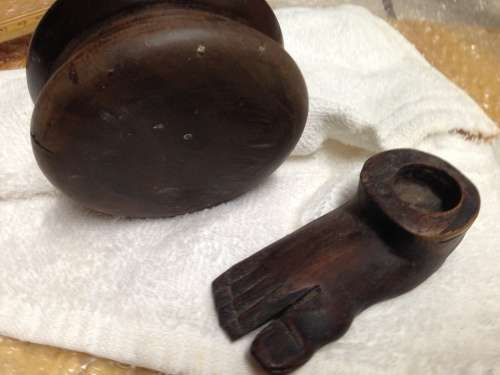 lidded Shaving Box + Pipe rest foot shape hand made