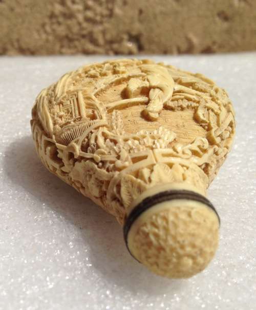 Antique Oriental Carved Snuff bottle base Signed Look at my Buy Now listings No Waiting