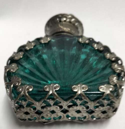 Bohemian Perfume Bottle Rhinestone Crystal Mesh Hand Crafted Czechoslovakia