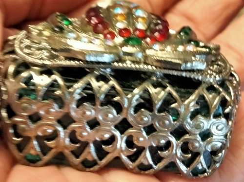 Bohemian Perfume Bottle Rhinestone Crystal Mesh Hand Crafted Czechoslovakia