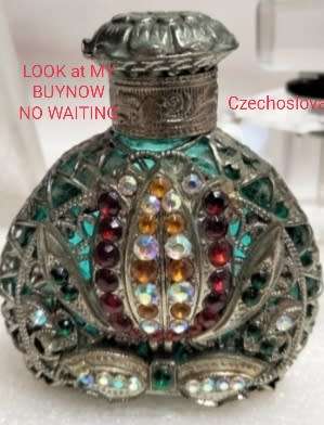 Bohemian Perfume Bottle Rhinestone Crystal Mesh Hand Crafted Czechoslovakia