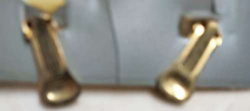 EARRING -  dangle Italian Clip on Costume Jewelry Gold tone with small green cabochon