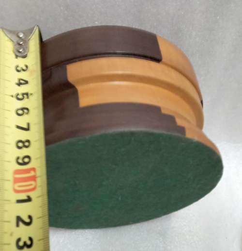 1 Candle holder Turned Layer`s of Yellow +Black wood SOLID LOOK At My BUY NOW Listings NO