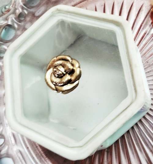 Elizabeth Arden COLLECTIBLES Powder Shaker*Hexagonal Box ceramic The Pavilion Brighton+cardboard box