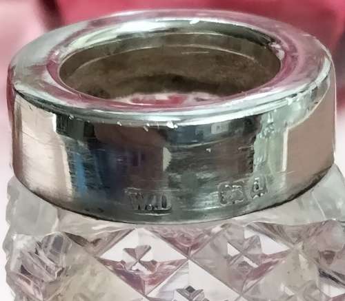 Sterling Silver Lid+Collar HallmarkedWD lion Passant Small Glass Bottle LOOK At My BUY NOW items