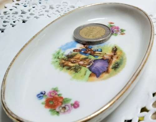 stamped LIMOGES France   courting couple Trinket PIN trays*Look At My BUY NOW Listing*NO WAITING