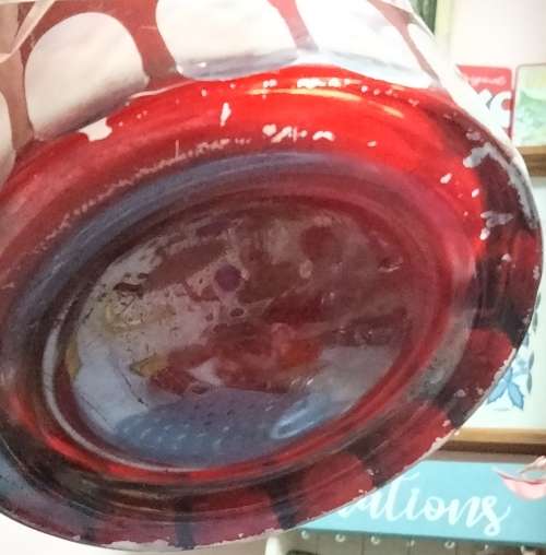 Crystal Diamond Cut Glass thumbies hand painted candle holder or Ice bucket