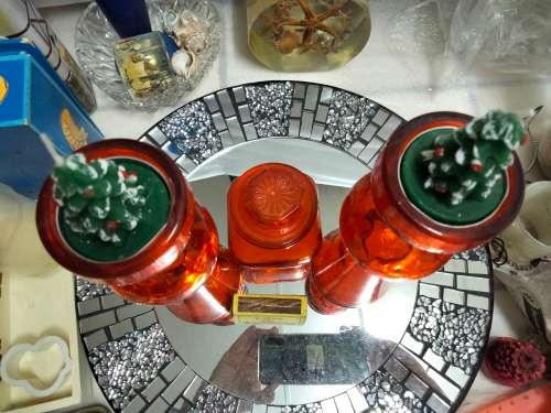 3Glass 2 Candle holder CandleOrTea lightOrVASE Spain+Jar candleIn*LOOKatMyBUYNOW LISTINGsNO WAITING
