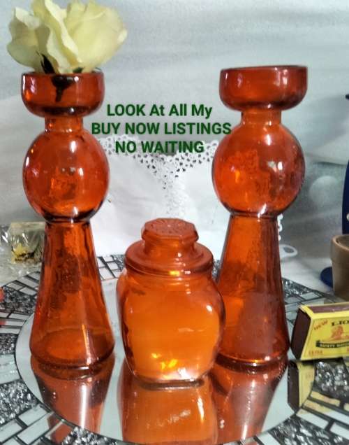3Glass 2 Candle holder CandleOrTea lightOrVASE Spain+Jar candleIn*LOOKatMyBUYNOW LISTINGsNO WAITING