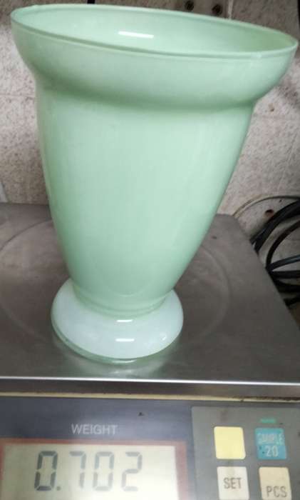 Vase Glass Green Top opening wide LOOK At My BUY NOW listings NO WAITING