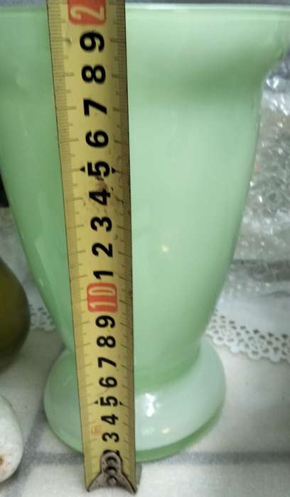 Vase Glass Green Top opening wide LOOK At My BUY NOW listings NO WAITING