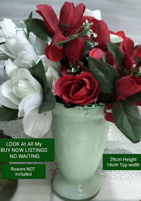 Vase Glass Green Top opening wide LOOK At My BUY NOW listings NO WAITING
