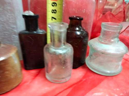 8 MIXsome embossed*DigGlass bottleMedicine Ink Food CondimentsLook At My BUY NOW listings NO WAITING