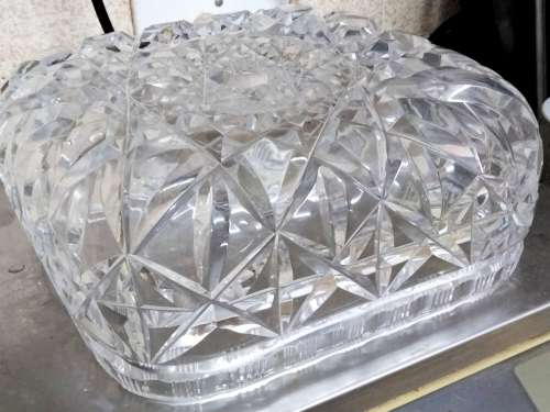 Lamp Shade Glass -1 Square Pressed cut crystal heavy  LOOK At My BUY NOW LISTINGS NO WAITING