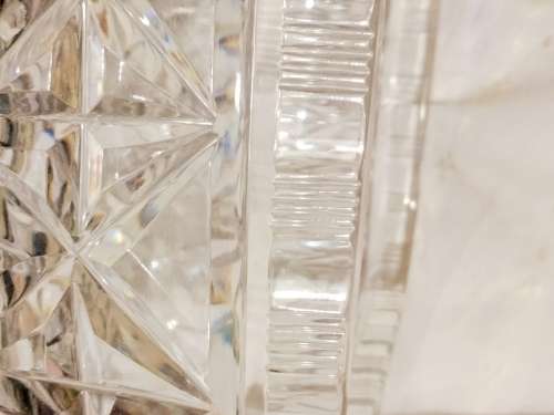 Lamp Shade Glass -1 Square Pressed cut crystal heavy  LOOK At My BUY NOW LISTINGS NO WAITING