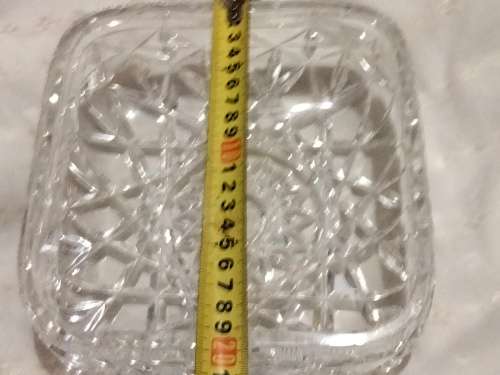 Lamp Shade Glass -1 Square Pressed cut crystal heavy  LOOK At My BUY NOW LISTINGS NO WAITING