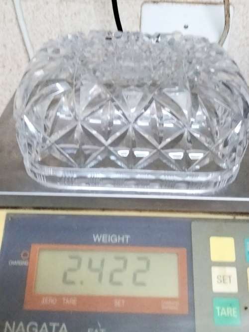Lamp Shade Glass -1 Square Pressed cut crystal heavy  LOOK At My BUY NOW LISTINGS NO WAITING