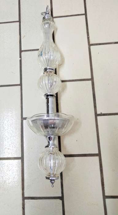 Chandelier ART Deco Chrome+3 ribbed Glass NO electric partsLOOK At My BUY NOW LISTINGS NO WAITING